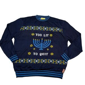 Tipsy Elves Too Lit‎ To Quit Hanukkah Menorah Light Up Ugly Sweater 4XL